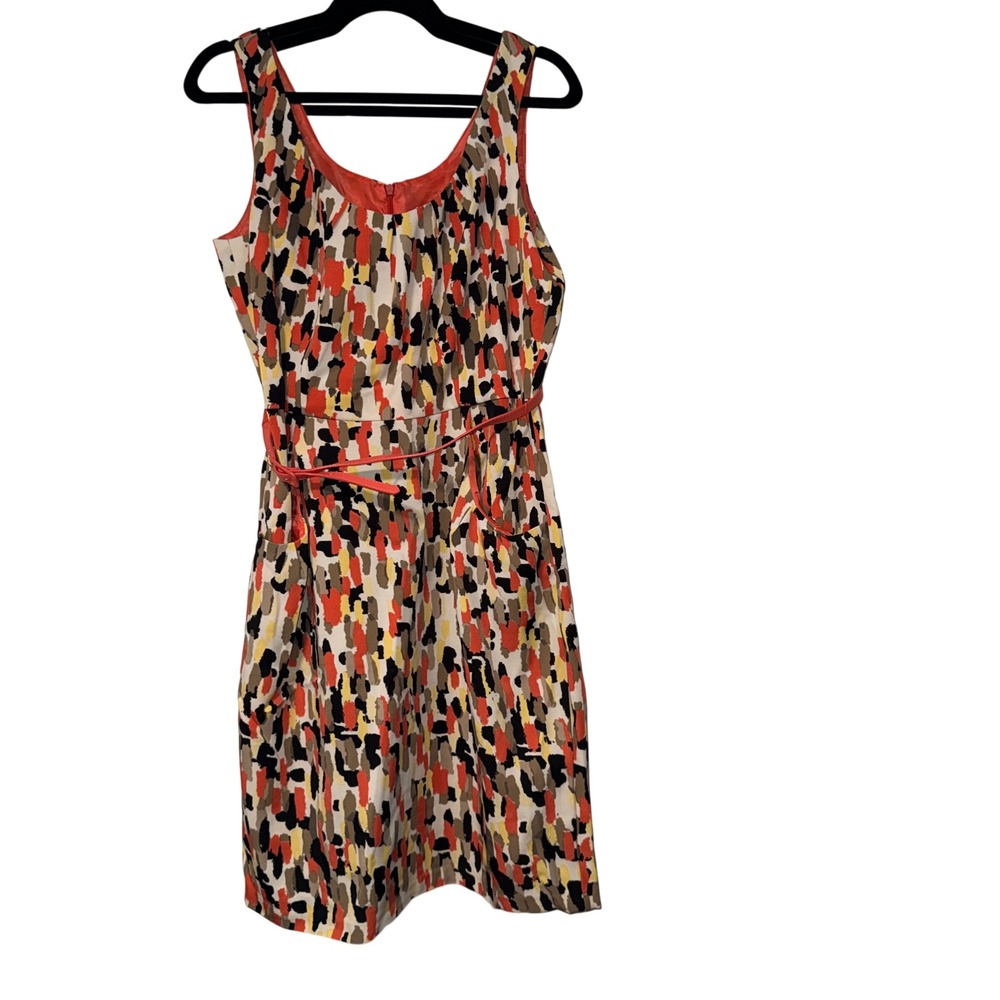 R&K Originals y2k Sheath Dress Shrug Set Womens 12 Coral Abstract Print